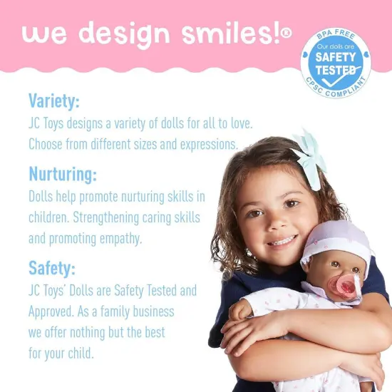 La Baby Soft 16" Baby Doll, Purple with Pacifier, Hispanic {3}