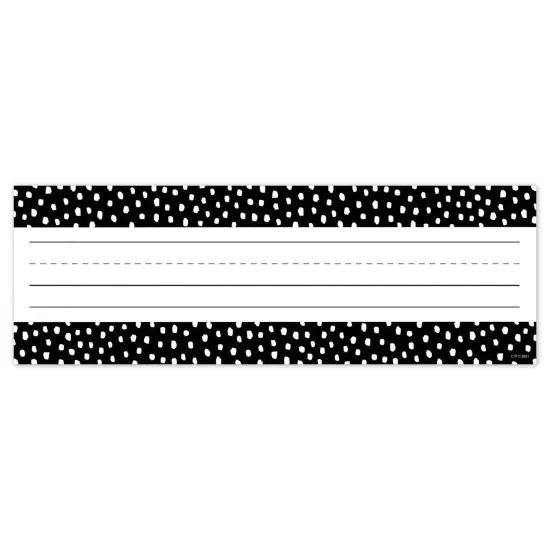 Messy Dots on Black Name Plates, 9-1/2" x 3-1/4", 36 Per Pack, 6 Packs {4}