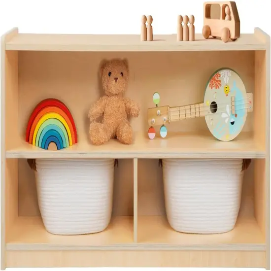 2-Shelf Montessori Shelf Toy Organizers and Storage for Kids, 3-Section Wooden Storage Cabinet Shelves for Classroom, Kindergarten, Kids Room, Playroom {7}