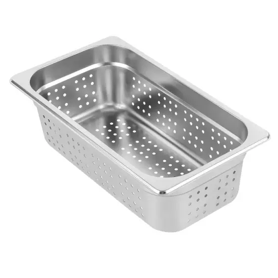 2 PCS 1/3 Size Perforated Steam Table Food Pan 4" Deep Hotel Pan Stainless Steel {2}