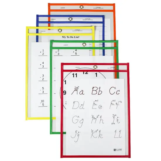 Reusable Dry Erase Pockets, Primary Colors, 9 x 12, Pack of 25 {1}