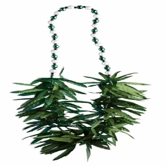 Green Leaf Beads Costume Necklace One Size {1}