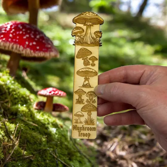 Bookmark - Mushroom Troop - Birch wood {6}