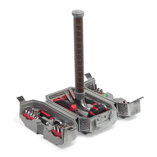 Marvel Avengers Thor's Hammer 44-Piece Tool Set | Mjolnir Toolbox All-In-One Kit {1}