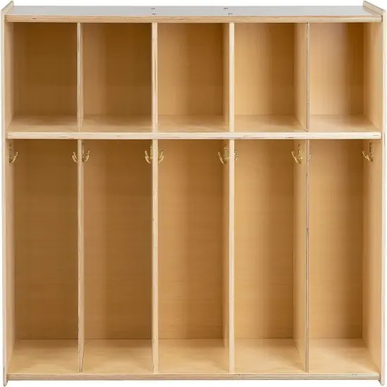 5-Section Coat Locker with Cubbies, Wooden Backpack Storage Organizer with Coat Hooks and Cubby Storage Organizer Cubes for Kids, Daycare, Classroom {4}