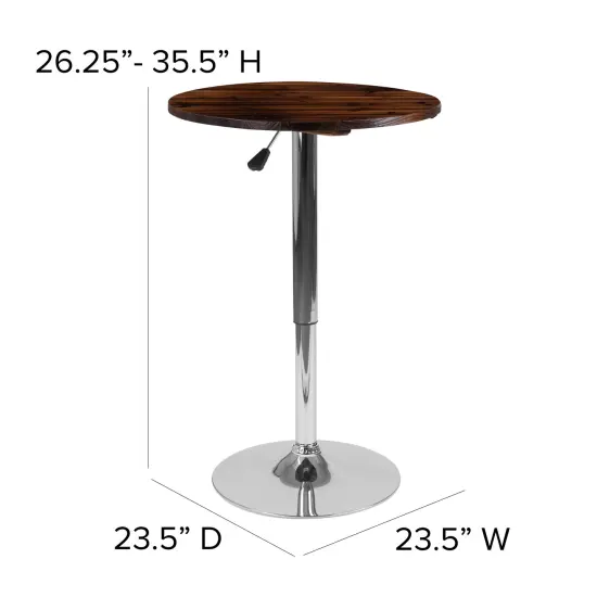 Emma and Oliver 23.5'' Round Adjustable Height Wood Table (Adjustable Range 26.25'' - 35.5'') Rustic Pine {4}