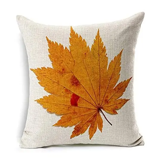 LEIOH Fall Decor Cotton Linen Leaves,Maple Leaf Autumn Decorations Cushion Covers 18 x 18 Inch Sofa Home Decor Throw Pillow Case for Bed Pillow Covers Set of 4 {2}