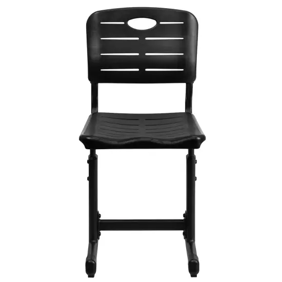 Emma and Oliver Adjustable Height Student Chair with Pedestal Frame Black {4}