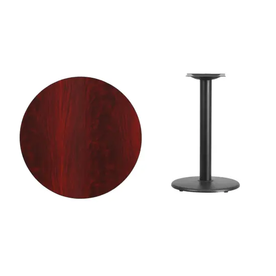 Emma and Oliver 30" Round Laminate Table Top with 18" Round Table Height Base Mahogany {3}