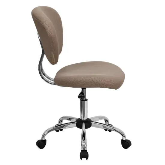 Emma and Oliver Mid-Back Mesh Padded Swivel Task Office Chair with Chrome Base Coffee Brown {5}