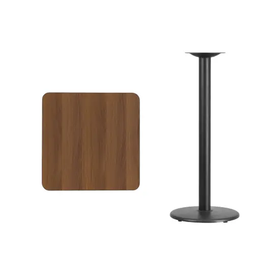 Emma and Oliver 24" Square Laminate Table Top with 18" Round Bar Height Table Base Walnut {3}