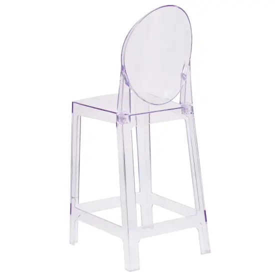 Emma and Oliver Ghost Counter Stool in Transparent Crystal with Oval Back {4}