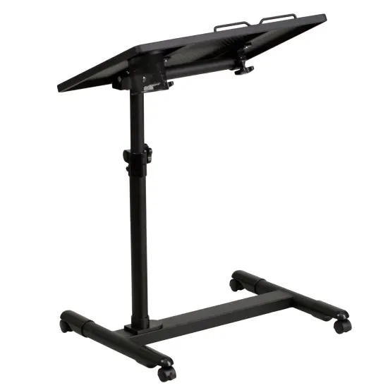 Emma and Oliver Adjustable Height Steel Mobile Computer Desk Black {3}