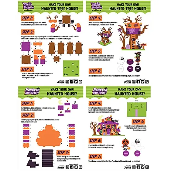 JOYIN 2 Pack Halloween Foam Haunted House 3D Craft Kit for Kids, 3D Halloween Tree House and Pumpkin Haunted House, Halloween Art and Craft DIY Kit, Halloween Party Favors Party Decoration {5}