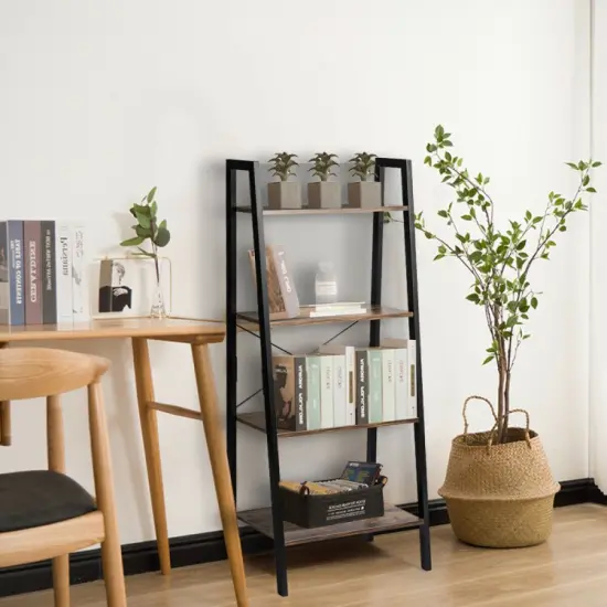 4-Tier Ladder Shelf Ladder Bookcase Bookshelf Display Rack Plant Stand {3}