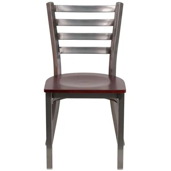 Emma and Oliver Clear Coated Ladder Back Metal Restaurant Dining Chair Mahogany/ClearCoated {2}