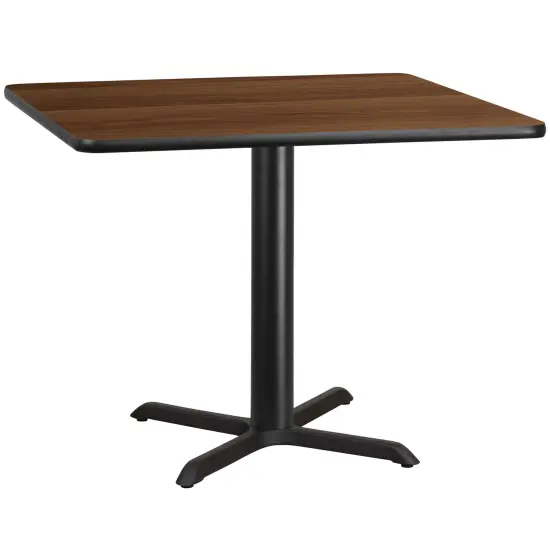 Emma and Oliver 42" Square Laminate Table Top with 33"x33" Table Height Base Walnut {1}