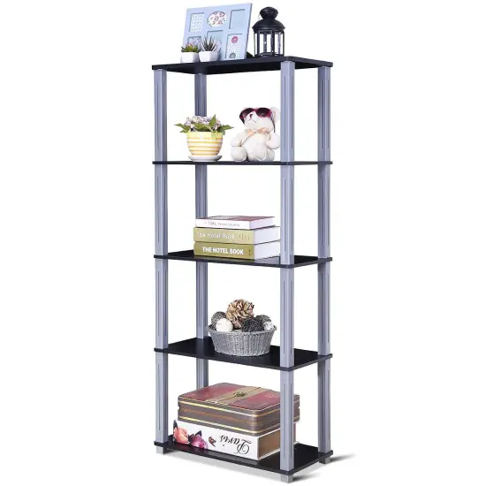 Costway 5-Tier Multi-Functional Storage Shelves Rack Display Bookcase Home Furni Black {1}