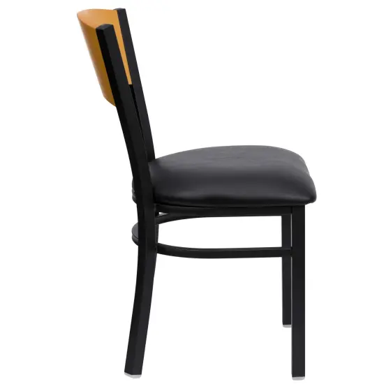 Emma and Oliver Wood Circle Back Metal Restaurant Dining Chair Natural/BurgVY/Black {9}