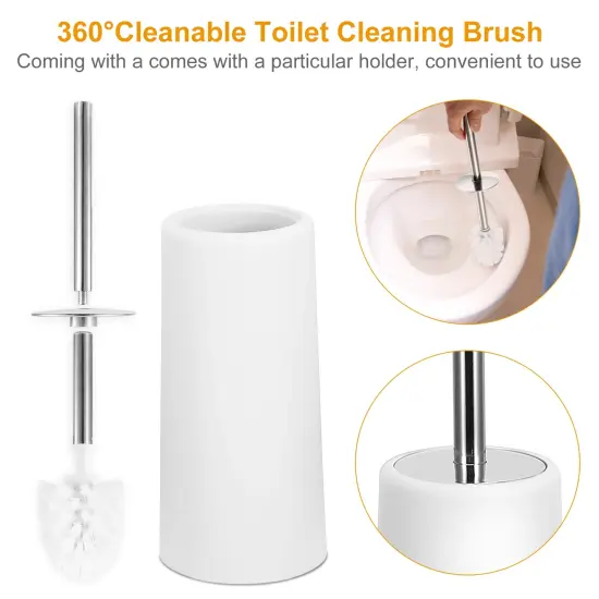 Eggracks 6 Pcs Bathroom Accessories Set including Soap Dispenser | Toothbrush Holder | Tumbler | Soap Dish | Toilet Cleaning Brush and Trash Can White {4}