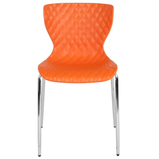 Emma and Oliver 4 Pack Contemporary Design Plastic Stack Chair Orange {3}