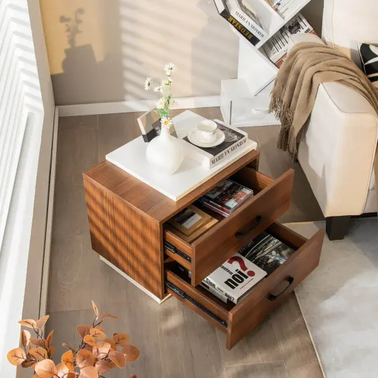 Modern Nightstand with 2 Drawers for Bedroom Living Room {5}