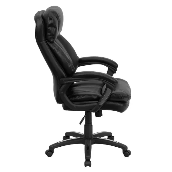 Emma and Oliver High Back Leather Executive Swivel Ergonomic Office Chair with Plush Headrest, Extensive Padding and Arms Black {4}