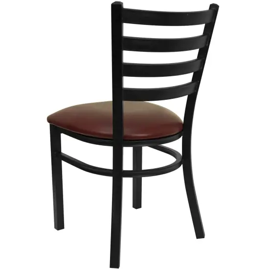 Emma and Oliver Ladder Back Metal Restaurant Dining Chair BurgVYL/BlackMetal {4}