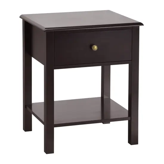 Nightstand End Table with Drawer and Storage Shelf Perfect for Any Place Brown {2}