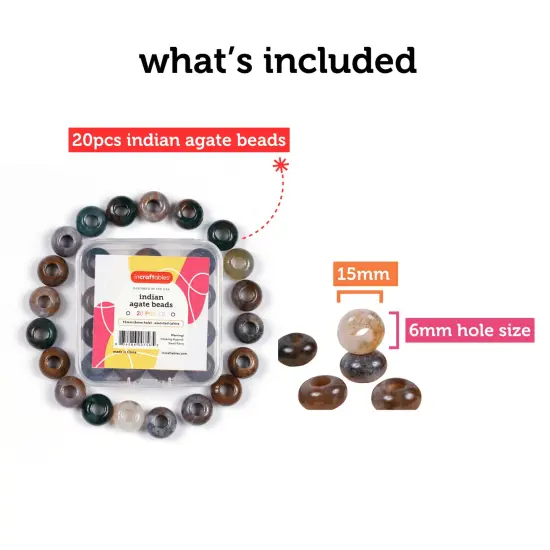 Incraftables 12mm Indian Agate Beads for Jewelry Making (20pcs). Best Natural Stone Beads for Jewelry Making (6mm Hole Size). Gemstone Beads for Bracelet Making for Kids & Adults with Organizer {3}