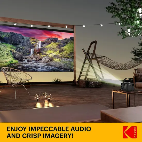 KODAK FLIK X2 Mini Pico Projector, Portable 100" Mini Projector with Remote Control & Speakers {3}