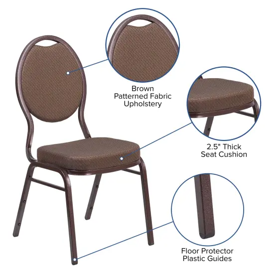 Emma and Oliver Teardrop Back Stacking Banquet Dining Chair BlackFab/SilverVein {7}