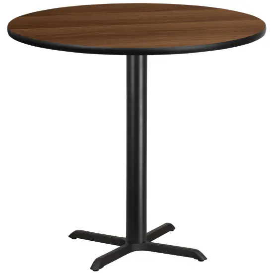 Emma and Oliver 42" Round Laminate Table Top with 33"x33" Bar Height Table Base Black {4}