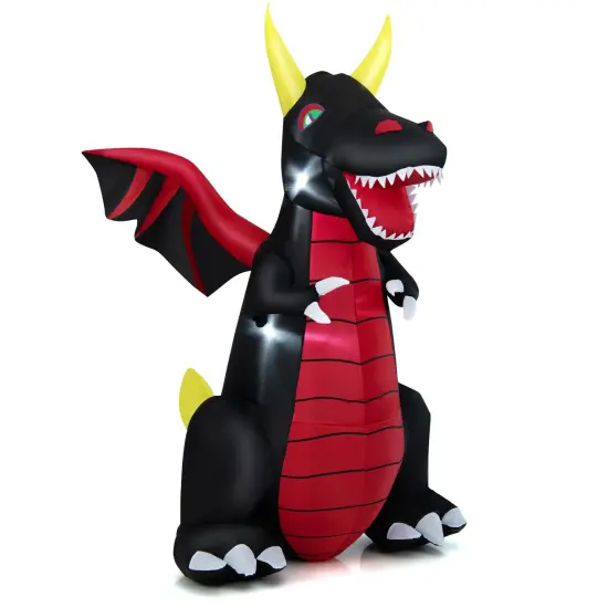 8 Feet Halloween Inflatable Fire Dragon Decoration with LED Lights {1}