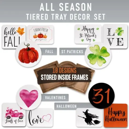 The Ultimate Farmhouse Fall Tiered Tray Decor Set - Beautiful Year Round Seasonal & Halloween Holiday Decoration Bundle - The Perfect Christmas Centerpiece Design for Home & Kitchen Decor {3}