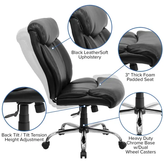 Emma and Oliver 400 lb. Big & Tall High Back Full Headrest Ergonomic Office Chair w/ Chrome Base Black Fabric {8}