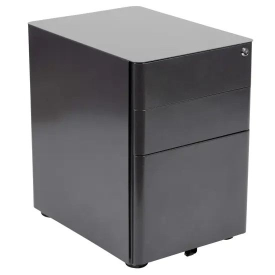 Emma and Oliver Modern 3-Drawer Mobile Locking Filing Cabinet Storage Organizer Black {1}
