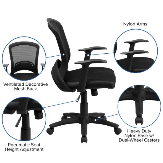 Emma and Oliver Mid-Back Designer Mesh Swivel Task Office Chair with Arms Black {2}