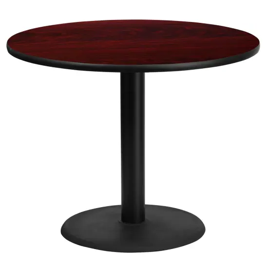 Emma and Oliver 36" Round Laminate Table Top with 24" Round Table Height Base Black {4}