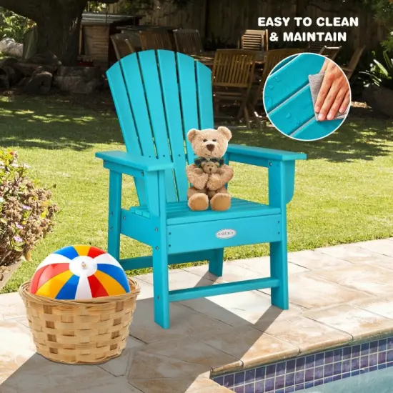 Kids Adirondack Chair with Ergonomic High Backrest and Wide Armrest Perfect Gift for Christmas or Birthdays Turquoise {5}