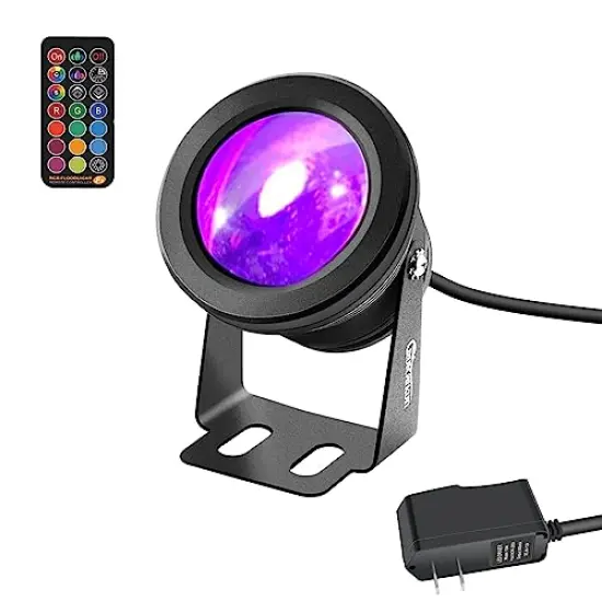 Spotlight for Yard,LED Spotlight 10W RGB Spotlight Outdoor with US Plug and Remote Control,Dimmable Colored Spotlights,Waterproof Landscape Lights,Above Ground Pool Lights(DC/AC 12V). {2}