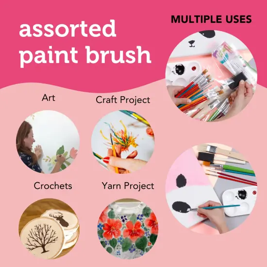Incraftables Assorted Paint Brushes Set 25pcs. All Purpose Small & Big Craft Paint Brushes for Acrylic, Oil, Watercolor, Wood, Paper & Fabric Painting. Bulk Art Paintbrush for Artist, Kids & Adults {4}