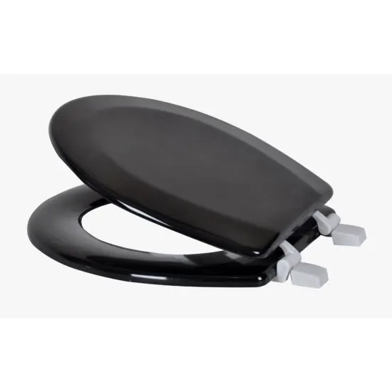 J&V Textiles Round Wooden Toilet Seat With Beveled Edge White {4}