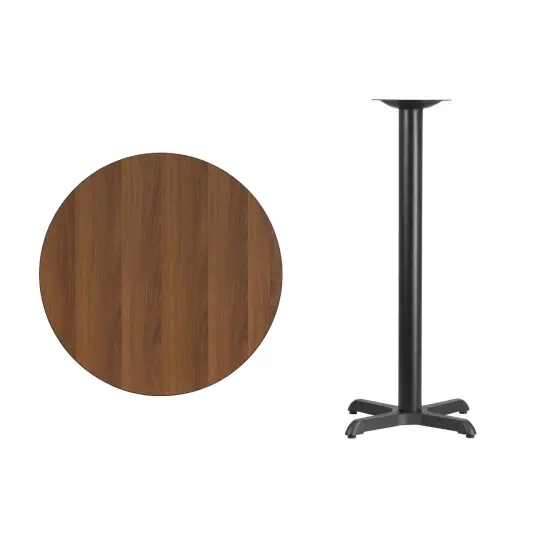 Emma and Oliver 30" Round Laminate Table Top with 22"x22" Bar Height Table Base Black {8}