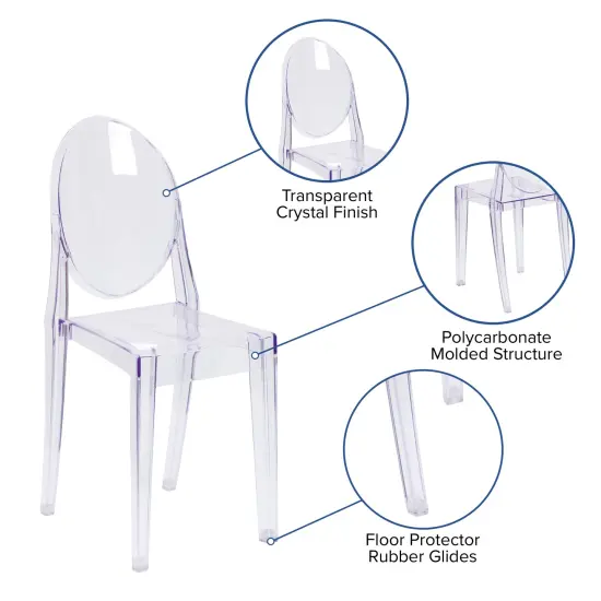 Emma and Oliver Ghost Side Chair Clear {3}