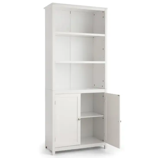 Bookcase Shelving Storage Wooden Standing Cabinet Unit Display with Doors White {4}