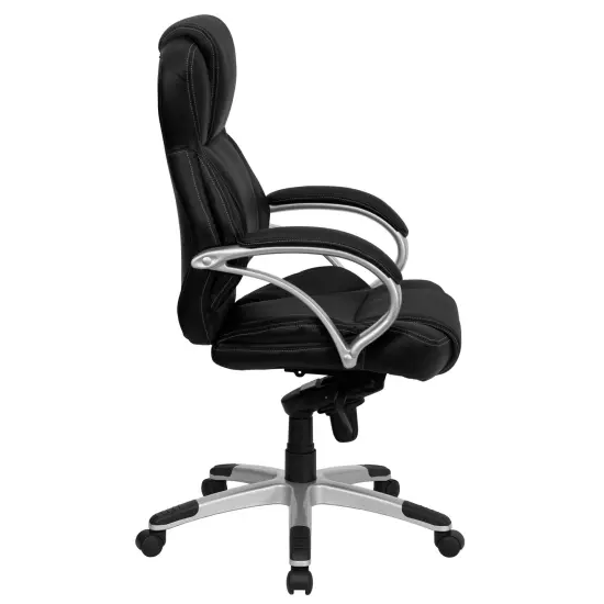 Emma and Oliver High Back Leather Contemporary Executive Swivel Ergonomic Office Chair Black {4}