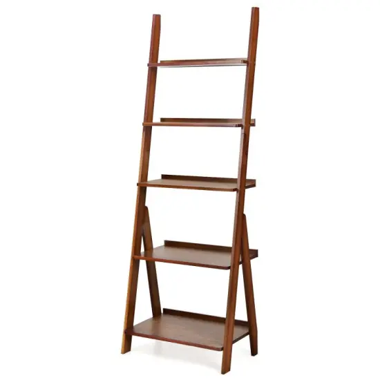 5-Tier Bamboo Ladder Shelf for Home Use Brown {8}