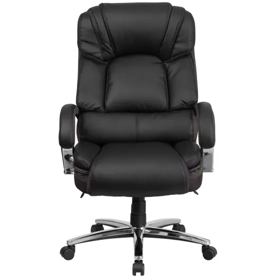 Emma and Oliver Big & Tall 500 lb. Rated Leather Executive Swivel Ergonomic Office Chair with Chrome Base and Arms Black {2}