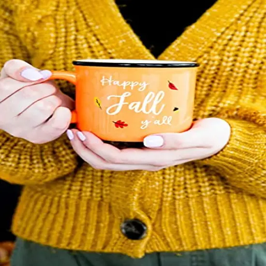 Pearhead Happy Fall Y'all Mug, Autumn Coffee Mug, Home Dećor Accessories, Orange, 15oz, Fall Kitchen Decorations, Holiday Tea or Coffee Mug {5}
